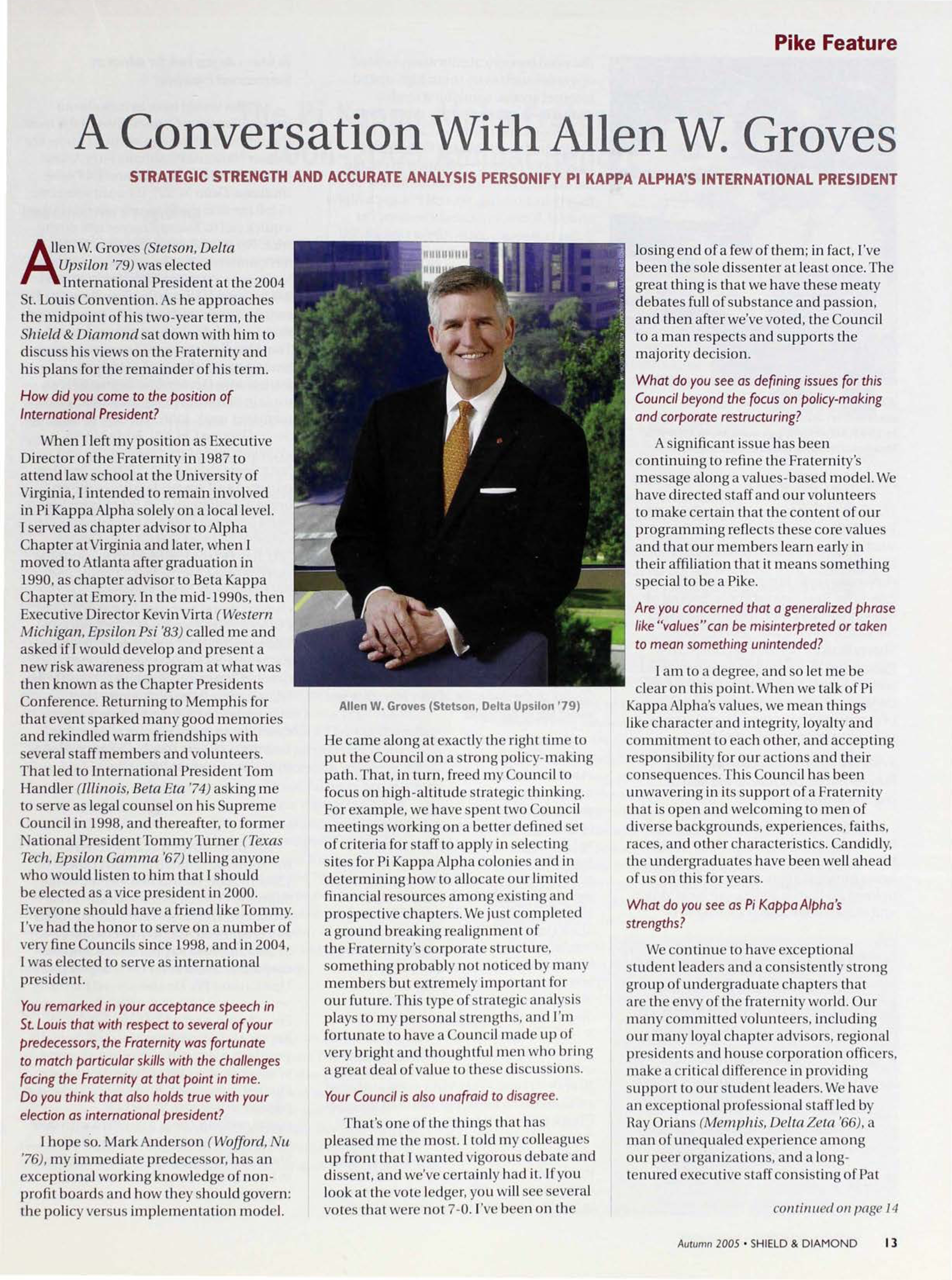 Pike Feature: A Conversation With Allen W. Groves